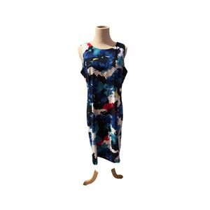 MARIO SERRANI‎ ITALY Floral Abstract Print Sleeveless Sheath Dress Size 8